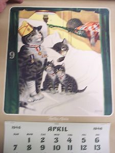 VTG 1946 CHESAPEAKE & OHIO RAILWAY CALENDAR CHESSIE CAT WWll CHARLES E 