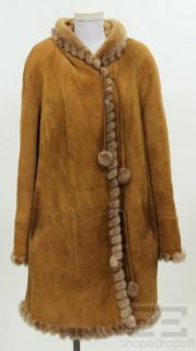 Christa by Hana K Tan Suede Faux Fur Rabbit Fur Trim Coat Size 38 