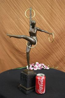 Signed Duveries Juggler Bronze Marble Sculpture Statue Figurine Figure 