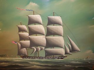 Christopher J. Guise Original American Clipper Ship Painting Oil Board 