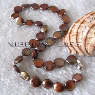 18 10 11mm Chocolate Coin Freshwater Pearl Necklace
