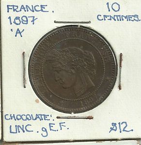   Centimes Coin Amazing Condition Fantastic Chocolate Color Cpic