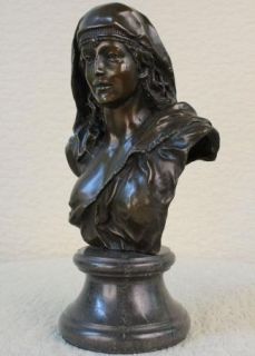 Real Bronze Metal Large Bust Elegant Victorian Female Lady Classical 