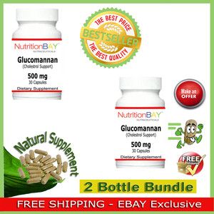 Bottles Glucomannan, Weight & Cholesterol Support, Konjac, 500mg, 30 