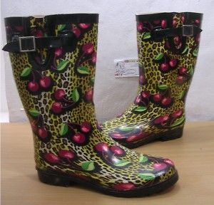 Chooka Cherry Leopard Waterproof Rubber Boots Womens 10