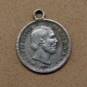 Small Dutch Nickel 5 Cent Coin Bracelet Charm Willem III Koning 