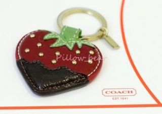 New Coach Patent Leather Chocolate Dipped Strawberry Key Chain Fob 