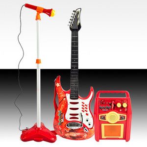 Kids Karaoke Guitar Microphone Amplifier Toys Electric Rock Band Boy 