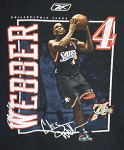 Chris Webber 4 C Web Reebok Philadelphia 76ers Shirt