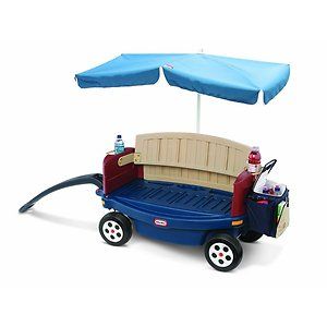 Kids Ride On Relax Wagon With Umbrella And Cup Holders Childrens 