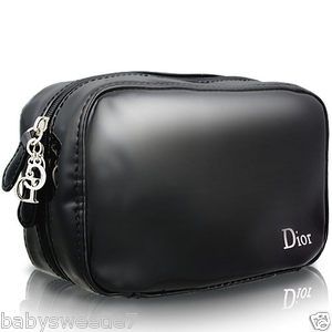Christian Dior 2012 NEW Designed Black RECTANGLE C D Cosmetic Bag