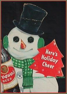 Iroquois Beer Holiday Cheer Snowman Advertising Sign Ad