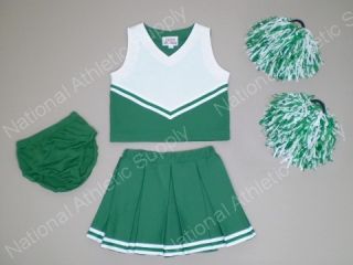 Youth Cheerleader Uniform Outfit Girl Size 8 Green Wht