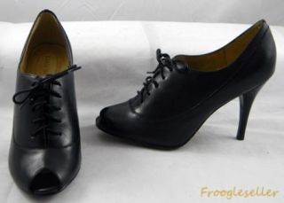 Ciao Bella Womens Peep Toe Lace Up Pumps High Heels Shoes 8 M Black 
