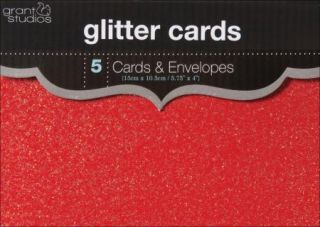 Blank Greeting Cards Invites Envelopes 10 Pcs Glitter Red