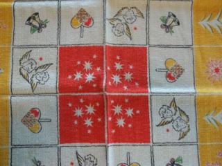 Vintage Christmas Linen Tablecloth 33 x 34 Perfect for Card Table