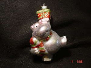 Christopher Radko Hippo Christmas Ornament w Box