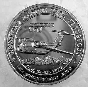 Boeing Employee Coin Club YC 14 Adv STOL Trnsport 999 Silver Round Art 