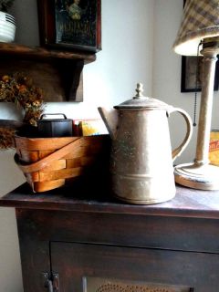 antique Hand Wrought Copper Tin Lined Coffee Pot Hammered