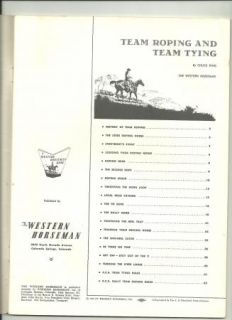 Western Horseman Book Team Roping and Team Tying 1964