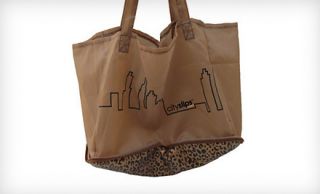 New Cityslips Leopard Print Foldable Ballerina Flats Shoes Tote Bag Sz