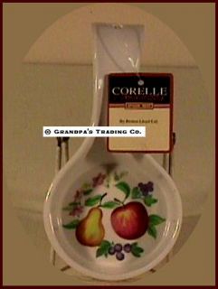 Corelle Chutney Spoon Rest Corning Flowers Fruit Apples Pears