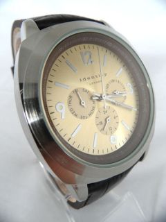 New Mens Gents Identity London Multi Dial Watch Brown Leather Watch
