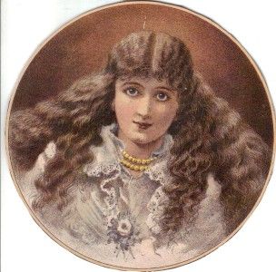 Victorian Chromo Card Lady with Huge Mane of Hair C1880s
