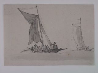 Dutch Old Master Drawing   attr. J.C. Schotel ( 1787 1838 )   MARINE