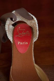 Christian Louboutin Shoes Wedges Cute Hemp Ribboned Ankle Floral Sz 36