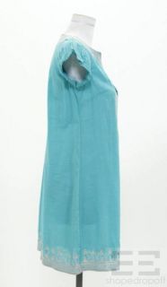 Christiane Celle Calypso Teal Cotton Silver Embroidered Tunic Dress