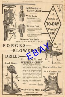   CANEDY OTTO BLACKSMITH FORGE BLOWER POST DRILL AD CHICAGO HEIGHTS IL