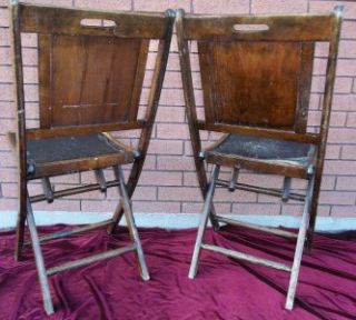  Antique Leather Mission Arts Crafts Folding Theater Church Chairs