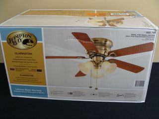 Hampton Bay Clarkston 44 Ceiling Fan with Light Kit Premium Antique