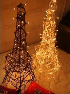 Eiffel Tower Christmas Tree Wire Small Metal Ornament Display Electric