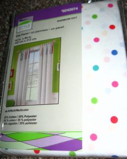 Style Selections Kids Window Curtain Drape Panel Colorful Rainbow Dot
