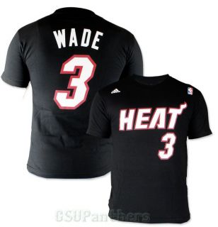 Dwyane Wade Miami Heat Adidas Player Faux Stitch Jersey Black T Shirt