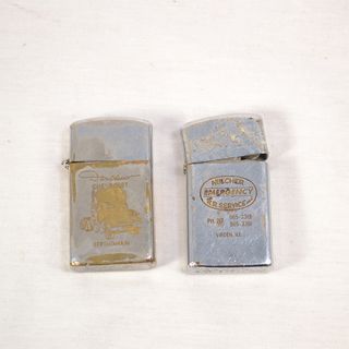 these are 2 vintage zippo advertising cigarette lighters the lighters