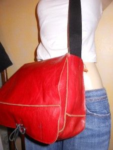 Christopher Kon Red Leather Cross Body Swing Handbag Nice