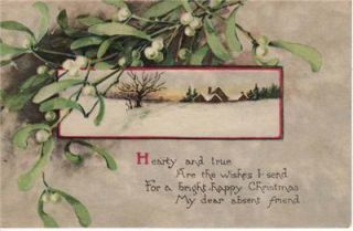 Antique Postcard c1918 Christmas Clay Center KS Snowy