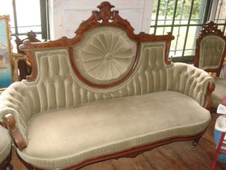 Victorian Parlor Set Settee and 2 Chairs Restored Clea