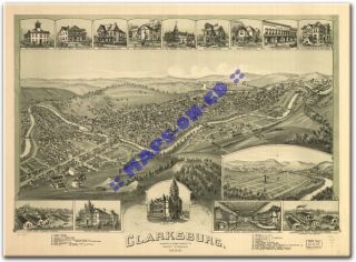 1898 Clarksburg West Virginia Harrison County WV Map CD