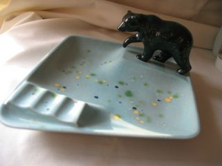 1966 HOLLAND MOLD signed F.L.W., ceramic ashtray with a bear   pretty