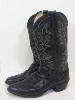 Vintage J. CHISHOLM Handmade Black Leather Cowboy Boots Mens Size 10.5