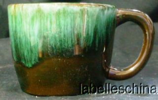 now free green drip glaze small mug red clay unsigned