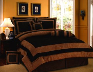New Chocolate Brown Bedding Suede Comforter Set Queen King Twin Full