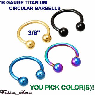 Titanium Circular Barbells 16g 16 Gauge 3 8 CBB Rings