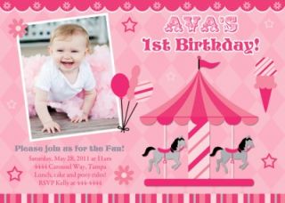Carnival and Circus Themed Birthday Party Invitations