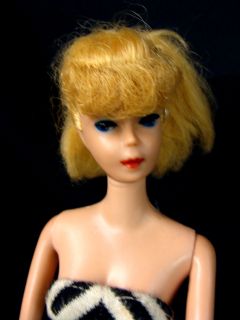 Mattel Blonde Pony Tail Barbie 1958 5 or 6 Japan Blue Eyes Zebra Suit