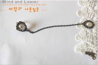  Korea Fashion Retro Rhinestone Ring Link Lace Cloth Bracelet